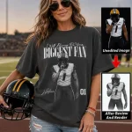 Football Mom Shirt | Personalized Photo Biggest Fan Game Day Tee - Image 2