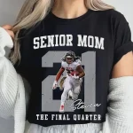 Senior Football Mom Shirt | Personalized Name & Number Senior Night Game Day Tee - Image 4